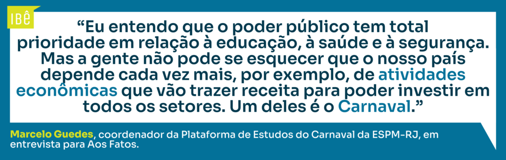 Citação de Marcelo Guedes sobre o papel do poder público em investir no Carnaval